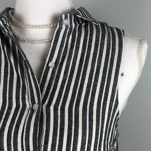 Size Small Gray White Stripped Button Up Dress - Picture 5 of 6